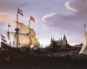 Arrival of a Dutch Three-master at Schloss Kronberg - 亨德里克·科内利斯·维姆